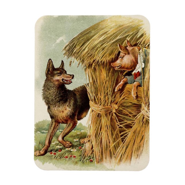 Magnet Flexible Trois Petits Cochons Grand Mauvais Loup, Vintage C (Vertical)