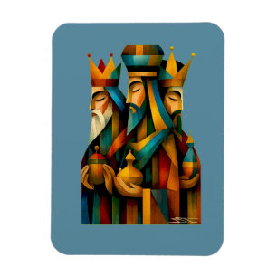 Magnet Flexible Trois Sages Hommes Art de Nativité Abstrait
