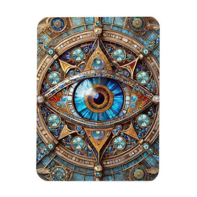 Magnet Flexible Troisième oeil - Turquoise Blue Gold Mandala (Vertical)