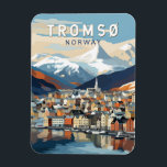 Magnet Flexible Tromso Norvège Travel Art Vintage<br><div class="desc">Conception de déplacement vectoriel rétro Tromso. Tromsø est une ville de la municipalité de Tromsø dans le comté de Troms,  en Norvège.</div>