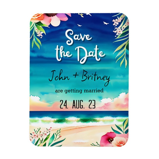 Magnet Flexible Tropical Blooms: Wedding Save the Dat (Vertical)