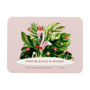 Magnet Flexible Tropical Christmas modern palm botanical Flamingo