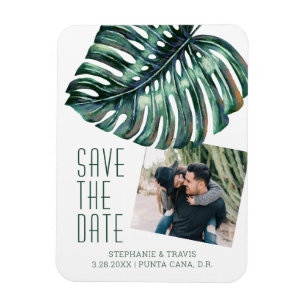 Magnet Flexible Tropical Modern Monstera Photo Save the Date