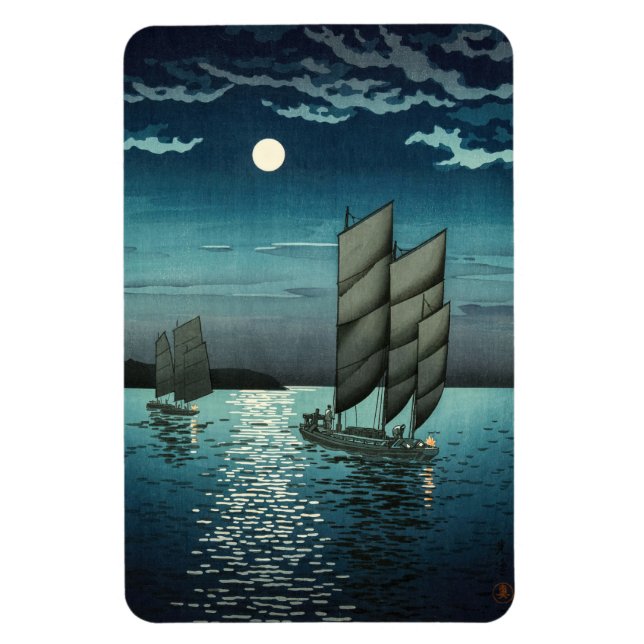 Magnet Flexible Tsuchiya Koitsu - Bateaux à Shinagawa, Nuit (Vertical)