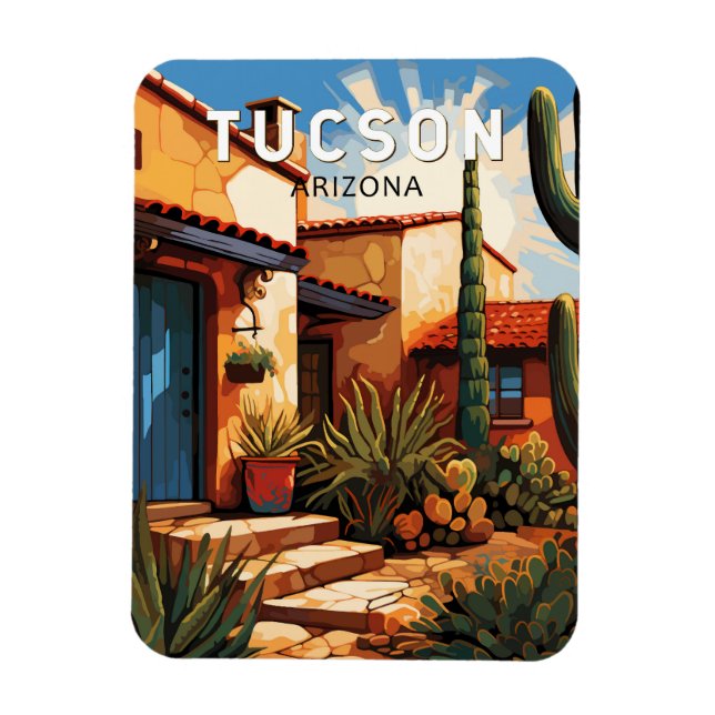 Magnet Flexible Tucson Arizona Travel Art Vintage (Vertical)