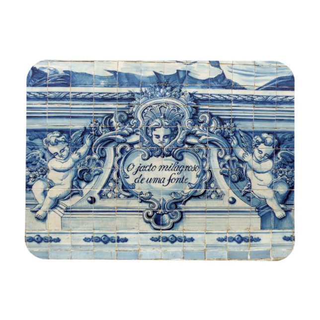Magnet Flexible Tuiles murales portugaises bleues et blanches avec (Horizontal)