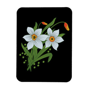 Magnet Flexible Tulipes et jonquilles Fleurs Arrière - plan noir
