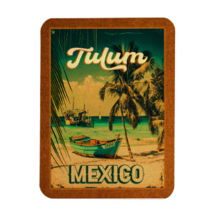Magnet Flexible Tulum Mexico Palm Tree Vintage voyage Souvenir