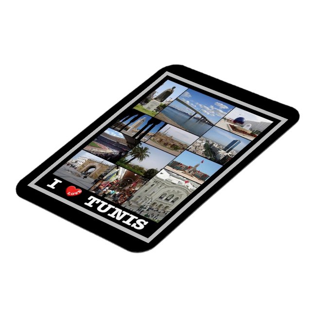 Magnet Flexible Tunis - I Love - Tunisie - (Côté Gauche)