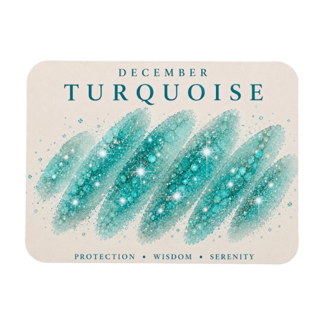 Magnet Flexible Turquoise Art de naissance de Décembre (Horizontal)