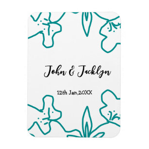 Magnet Flexible Turquoise bleu couple de mariage date flstylish
