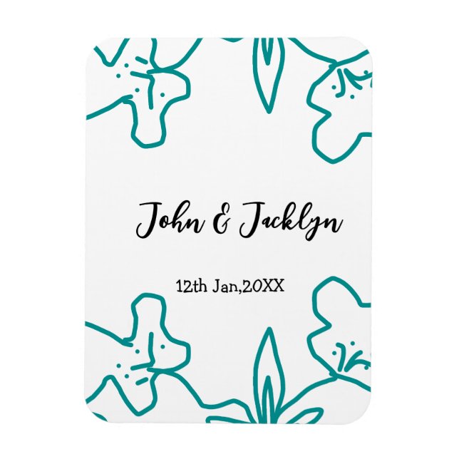 Magnet Flexible Turquoise bleu couple de mariage date flstylish  (Vertical)