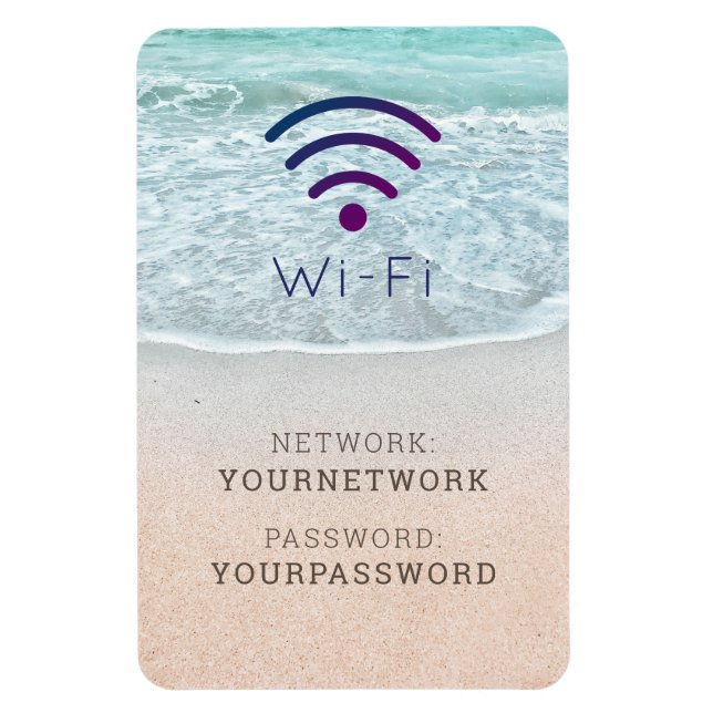 Magnet Flexible Turquoise Blue Ocean Beach Wi-Fi Sign (Vertical)
