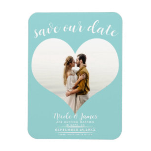 Magnet Flexible Turquoise Cœur Bleu Photo Mariage Étape à Sauvegar