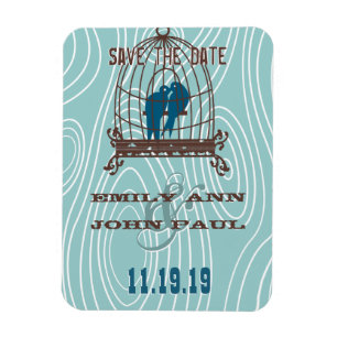 Magnet Flexible Turquoise Cute Kissing Inséparables assis dans la