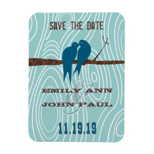 Magnet Flexible Turquoise Cute Kissing Inséparables assis dans un