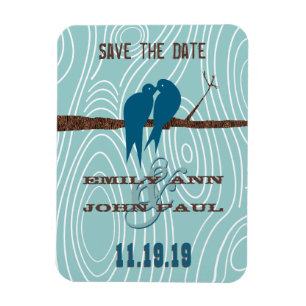 Magnet Flexible Turquoise Cute Kissing Inséparables assis dans un 