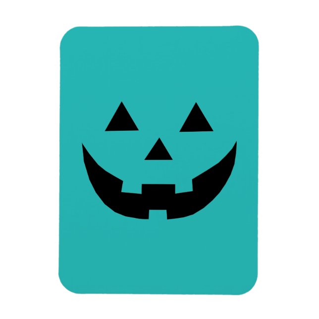 Magnet Flexible Turquoise Jack-o'-lantern visage citrouille amusan (Vertical)