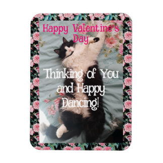 Magnet Flexible Tuxedo Cat Cute Funny Valentines Day Happy Dance