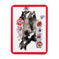 Tuxedo Chat Cute Jolie Fleurs Chats Aquarelle