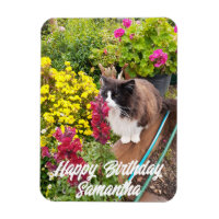 Tuxedo Chat Fleurs de Couture Chats Aimant d'anniv