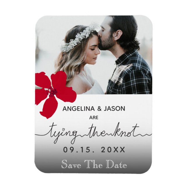 Magnet Flexible Tying The Knot Photo Wedding Enregistrer La Date (Vertical)