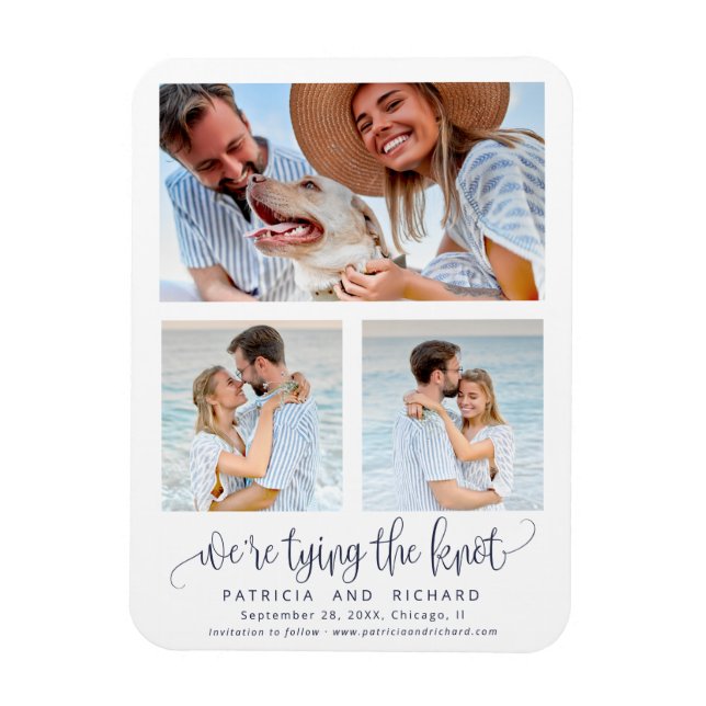 Magnet Flexible Tying The Knot Wedding Enregistrer La Date 3 Photo (Vertical)