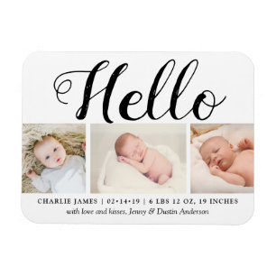 Magnet Flexible Typographie audacieuse "Hello" 3 Faire-part de nai