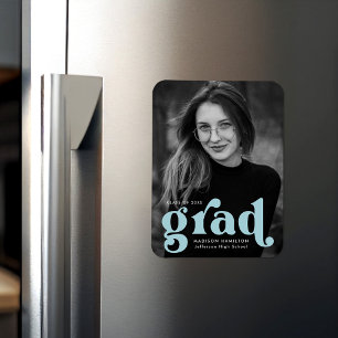 Magnet Flexible Typographie audacieuse Sky Blue Photo Graduation