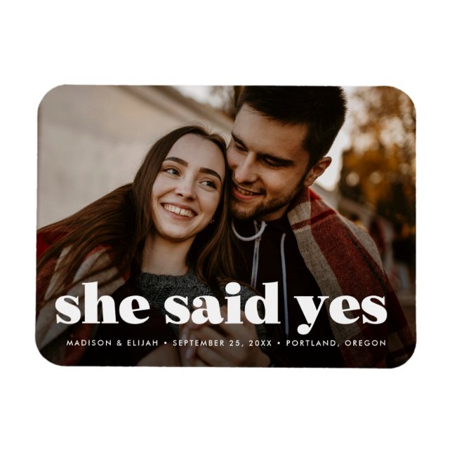 Magnet Flexible Typographie Blanche Gras Moderne Photo Enregistrer (Horizontal)