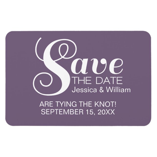 Magnet Flexible Typographie chic violet Enregistrer l'aimant de da (Horizontal)