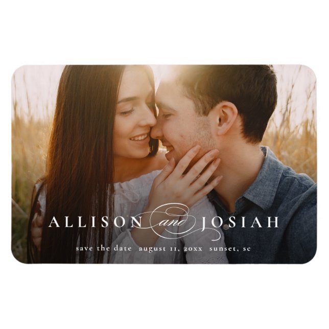 Magnet Flexible Typographie classique Mariage photo Enregistrer la (Horizontal)