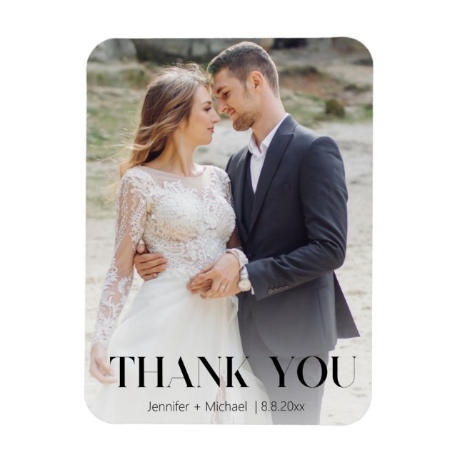 Magnet Flexible typographie mariage photo merci (Vertical)