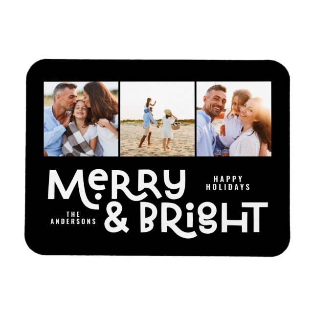Magnet Flexible Typographie minimale moderne 3 photo Noël fun M (Horizontal)