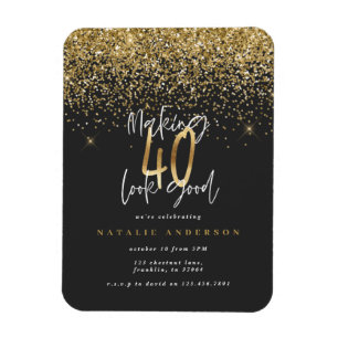 Magnet Flexible Typographie moderne 40e anniversaire parties scint