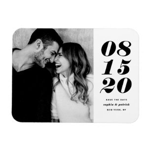 Magnet Flexible Typographie moderne Black Bold Date Enregistrer la