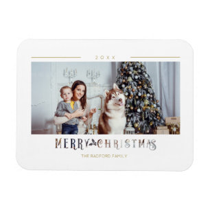 Magnet Flexible Typographie moderne de Joyeux Noël avec photo pers