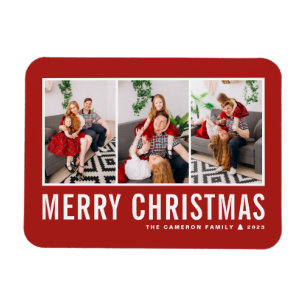 Magnet Flexible Typographie moderne Red Photo Collage Noël