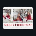 Magnet Flexible Typographie moderne Trois photos Collage Noël<br><div class="desc">Joyeux Noël | Apportez une touche de joie de vacances à votre maison avec notre Aimant photo de Noël personnalisable! Parfait pour exposer des souvenirs chéris, cet aimant vous permet de le personnaliser avec votre photo festive préférée, ce qui en fait un ajout unique à votre décor de vacances. Un...</div>
