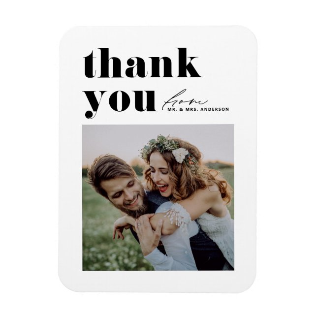 Magnet Flexible Typographie noir Retro Mariage photo moderne (Vertical)