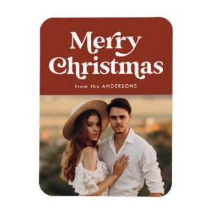 Magnet Flexible Typographie rétro Brown Joyeux Noël Photo