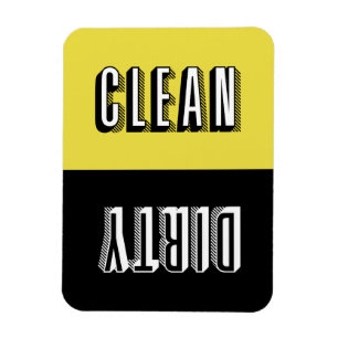 Magnet Flexible Typographie rétro de blocs jaunes et noirs Lave-va