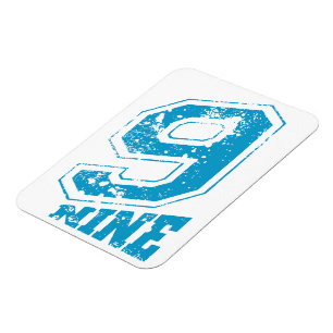 Magnet Flexible Typographie Rétro Minimaliste bleu Numéro Neuf