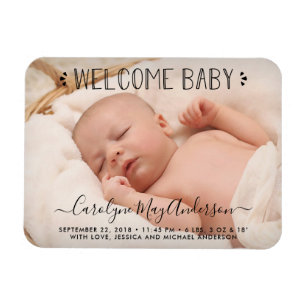 Magnet Flexible Typographie tendance "Welcome Baby" Photo Annonce