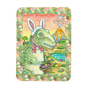 MAGNET FLEXIBLE TYRANNOSAURUS, CUTE T-REX, EASTER BUNNY DINO