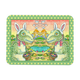 MAGNET FLEXIBLE TYRANNOSAURUS, CUTE T-REX, EASTER BUNNY DINO