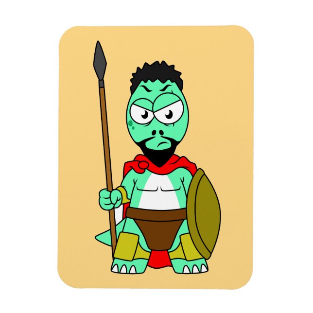 Magnet Flexible Tyrannosaurus Rex Habillé Comme Leonidas. (Vertical)