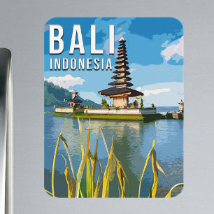 Magnet Flexible Ulun Danu Beratan Temple Indonésie Aquarelle
