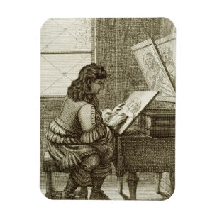 Magnet Flexible Un artiste copiant sur un plat de gravure, imprimé