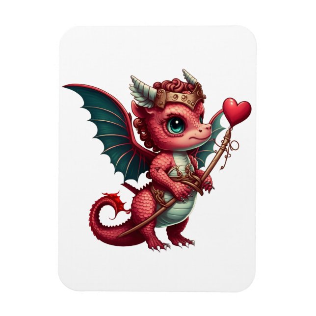 Magnet Flexible Un bébé Dragon Rouge Valentine (Vertical)